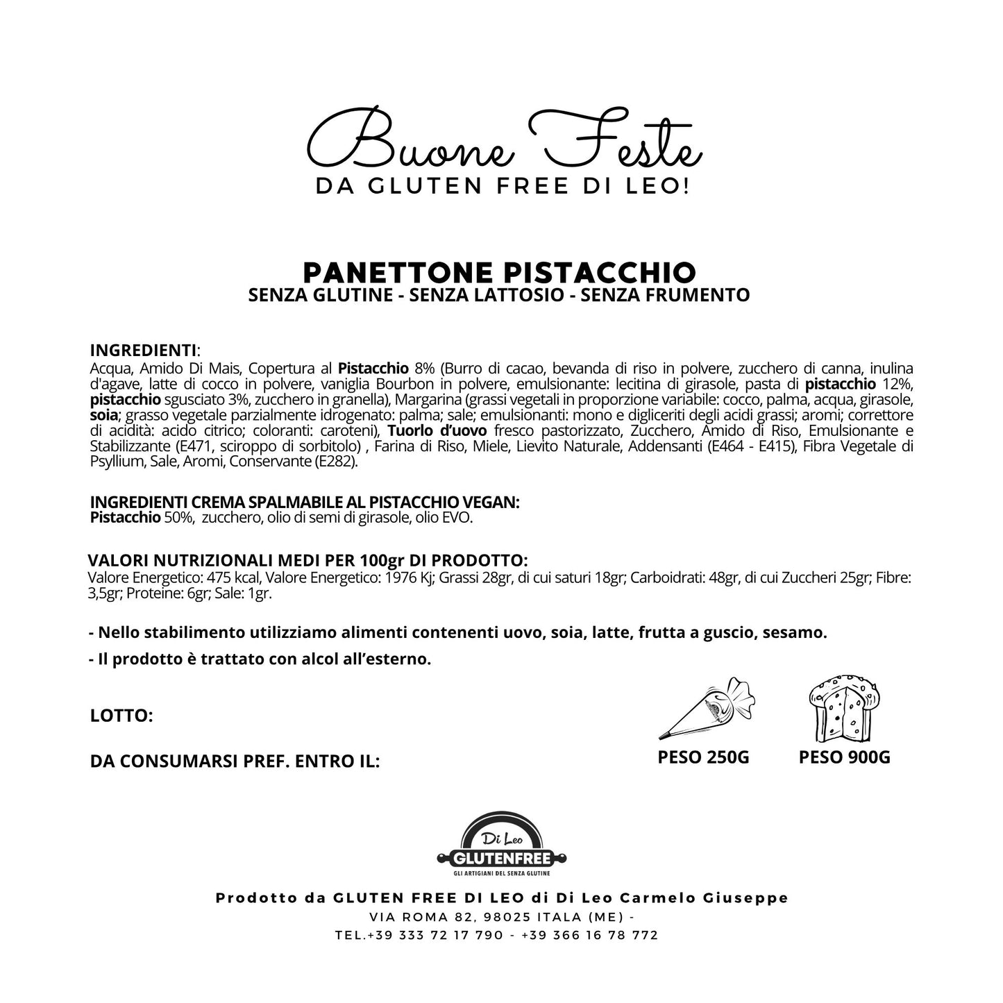 Panettone Pistacchio| Artigianale, Senza Glutine, Senza Lattosio e Senza Frumento!
